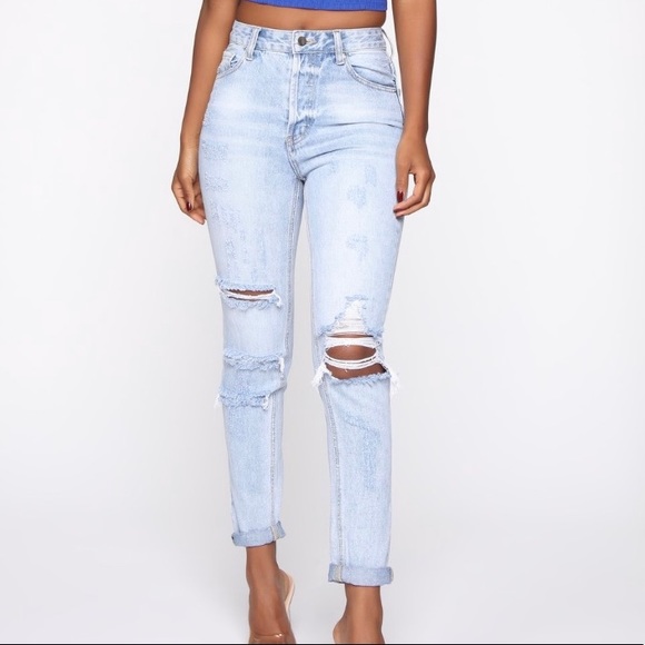 Fashion Nova Denim - Fashion Nova Distressed Mom Jeans
